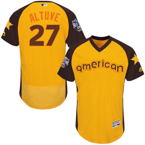 Astros #27 Jose Altuve Gold Flexbase Authentic Collection 2016 All-Star American League Stitched MLB Jersey